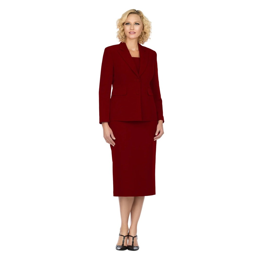 Giovanna Burgundy 2 Piece Skirt Suit Set Blazer Shell Skirt 14W NWT w/ Brooch